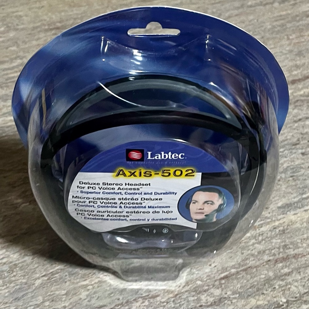 Labtec Axis-502 Deluxe Stereo Headset - Black over ear with boom microphone